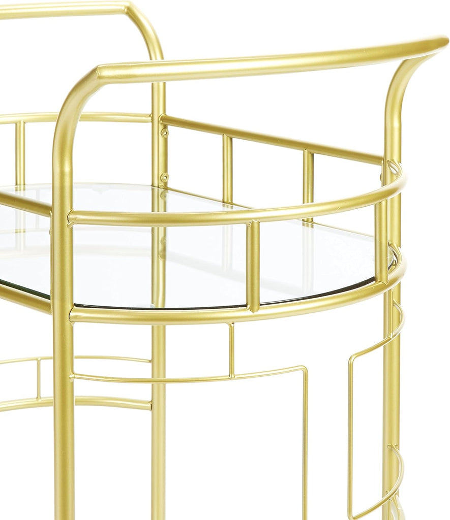 Sinclair 2 Tier Metal and Glass Bar Cart, Gold
