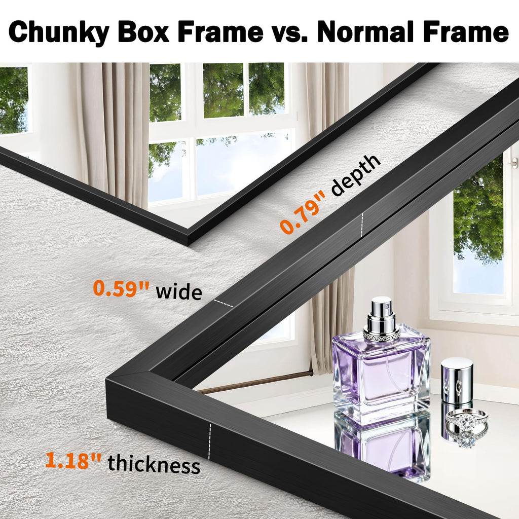 24"x24" Brushed Black Bathroom Mirror, Square Mirror for Vanity
