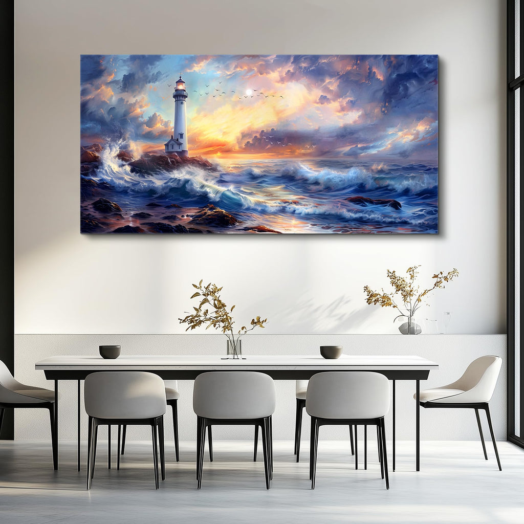 Large Canvas Wall Art Seaside Lighthouse Scenery painting 30"X60"