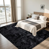 8x10 Black Shag Area Rug, Ultra Soft Fluffy Washable Non-Slip Plush Carpet for Bedroom Nursery