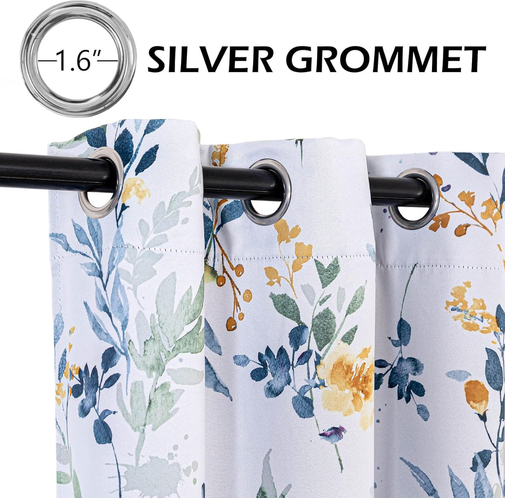 Floral Curtains 84 inches Long Living Room Curtains Room Darkening Curtains Thermal Insulated Light Blocking Drapes