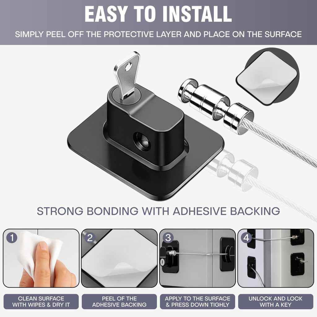 2 Pack Refrigerator Lock with Keys Child Safety Cabinet Locks