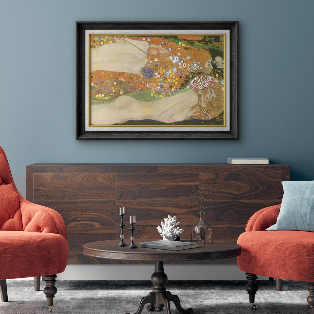 Premium Framed Wall Art Water Serpents II by Gustav Klimt Nature Abstract Oil Painting Fine Art Traditional Scenic