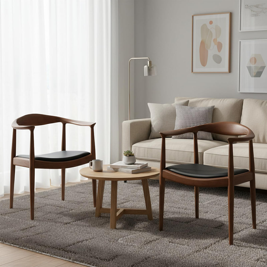 Kennedy Chairs, Mid Century Modern Dining Chairs with Arms (Walnut)