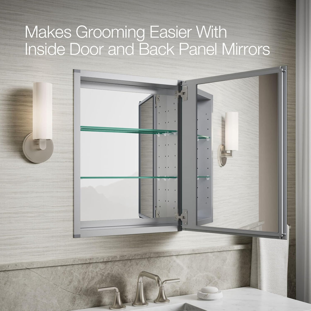 Frameless Bathroom Mirror Medicine Cabinet, 20 in x 26 in