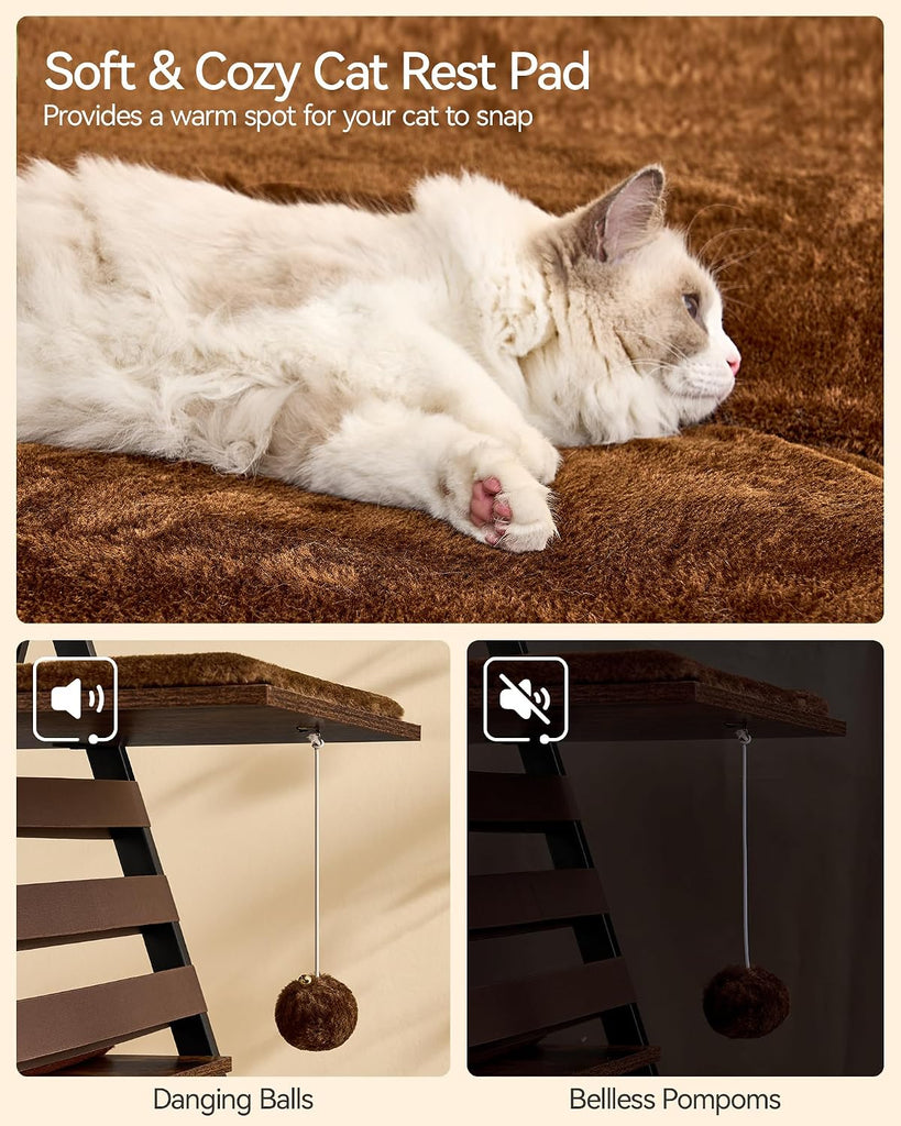 72.4" Modern Cat Tree for Indoor Cats, Multi-Level Cat Condo