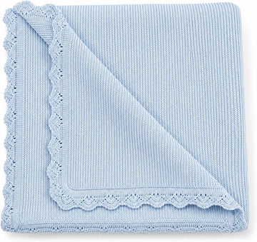 Blanket Receiving Blankets for Newborn Boys Girls Chunky Knit Neutral Blue