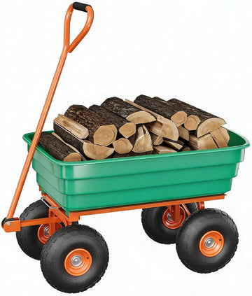 Green 600 Lbs Garden Wagon Cart Heavy‐Duty Outdoor Utility Hand Cart |