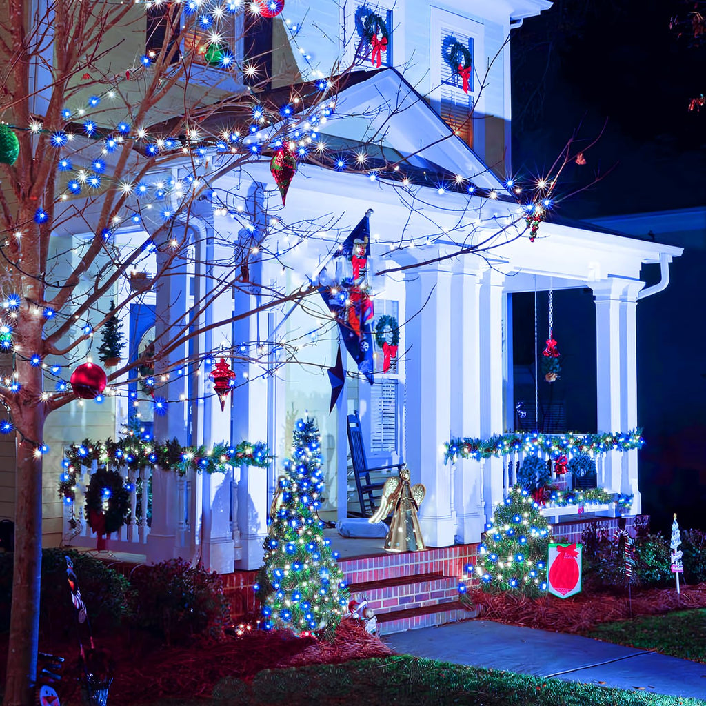 66ft 200 LED Blue and White Christmas Lights, String Light Plug in