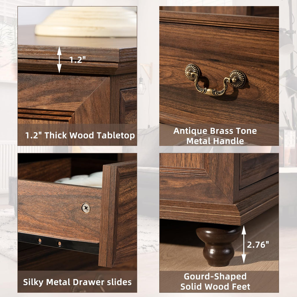 Farmhouse 54" 7 Drawers, Vintage Wood Chest of Drawers w/ 4 Wooden Legs, Wide Closet Storage Dressers Organizer