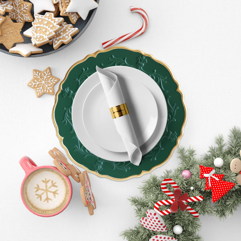 Christmas Green Plastic Charger Plates Set of 6