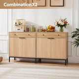 31 inch Sideboard Buffet Cabinet with Drawer, Modern Fluted Credenza with 2 Doors & Adjustable Shelf
