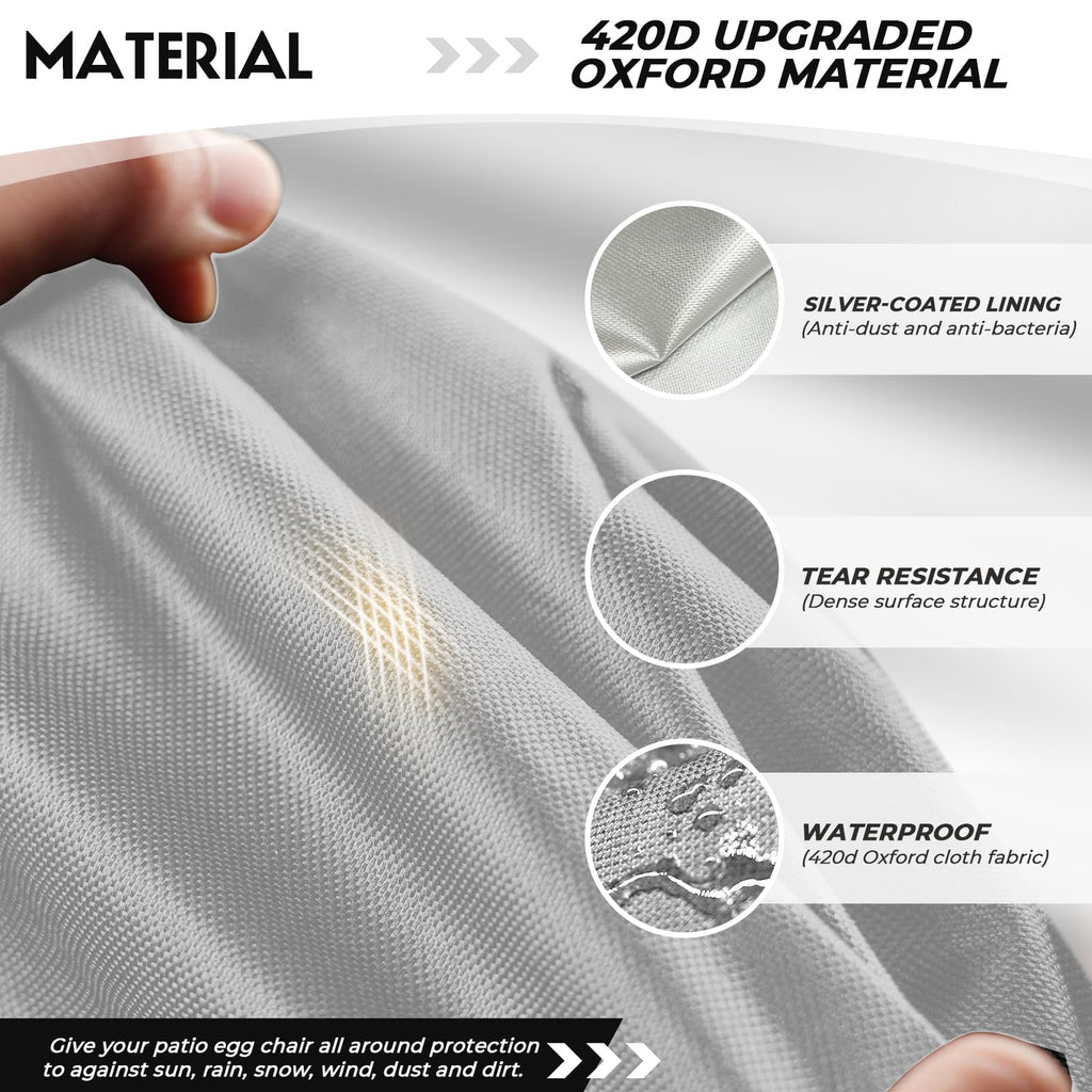 Double Egg Chair Cover Waterproof 420D Oxford Hanging Outdoor Furniture Covers Wicker Egg Swing Cocoon Chair, 91x80