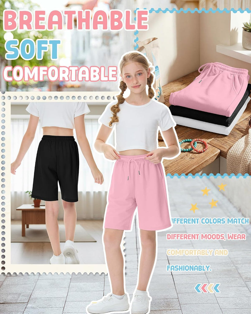 3 Pack Girls' Athletic Bermuda Shorts