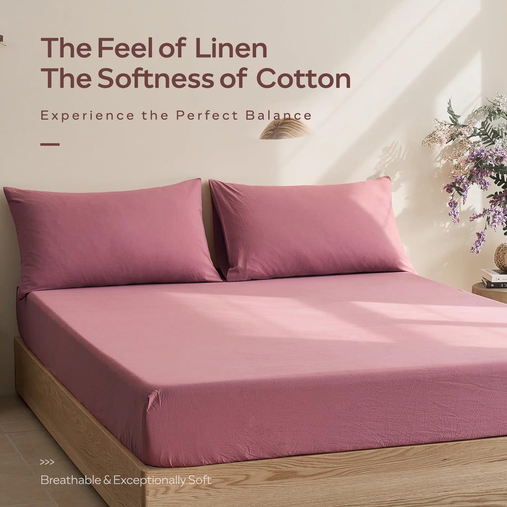 100% Washed Cotton King Fitted Sheet, 16-Inch Deep Pocket