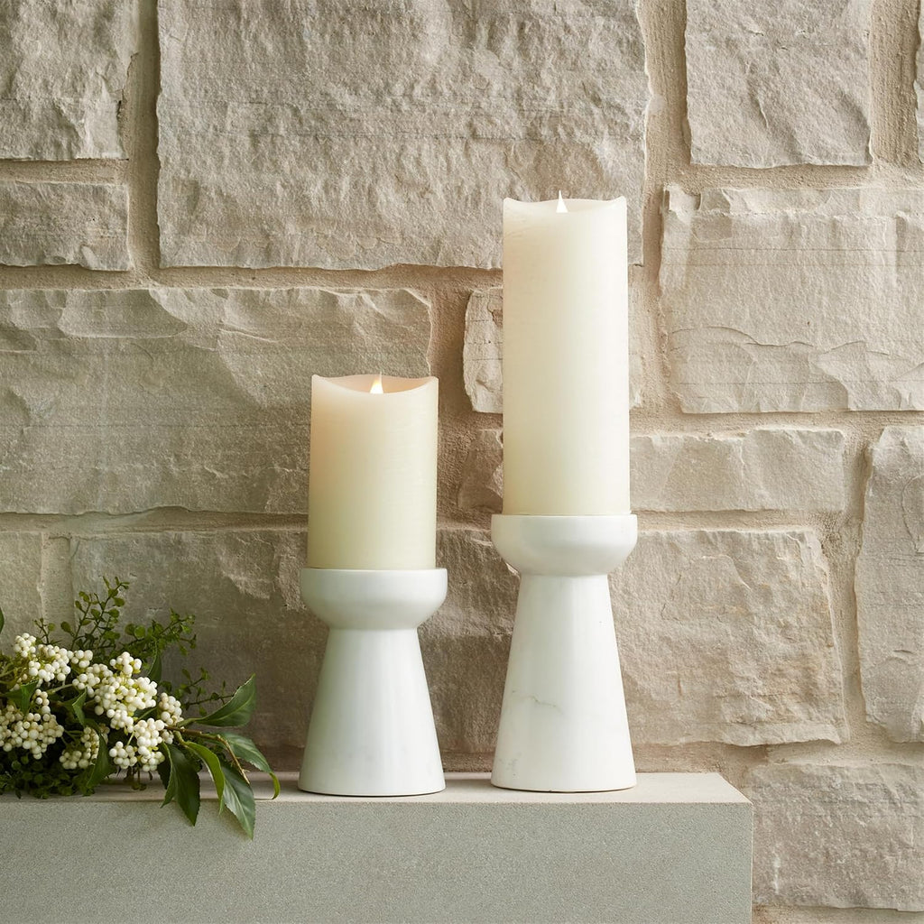 Marble Candle Holders Set of 2-6" & 7.5" Taper Candle Holders - Modern Home Decor
