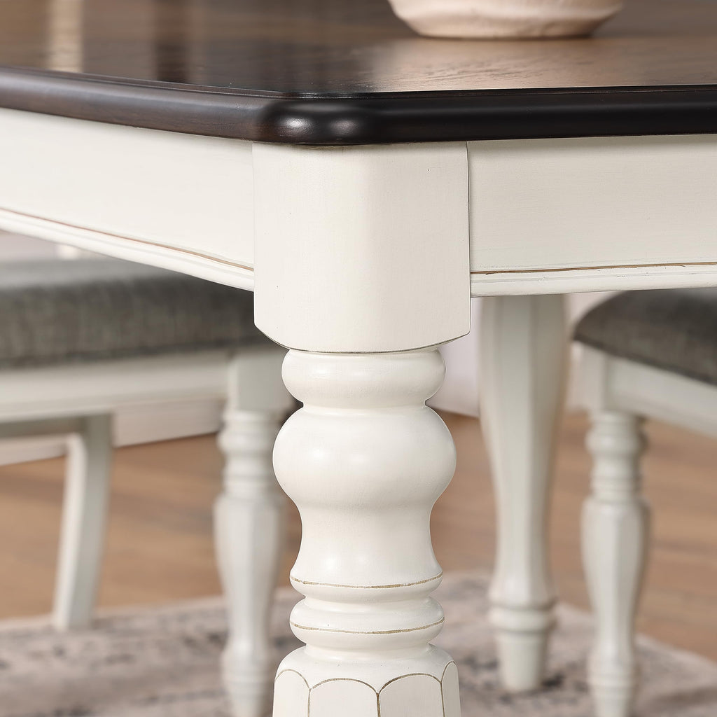 Belleza French Country 5-Piece Dining Set in Antique White and Weathered Oak Finish