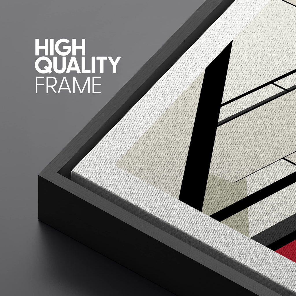 Framed Canvas Print Wall Art Bauhaus Geometric Staircase Collage Abstract Shape Illustrations Modern Decorative