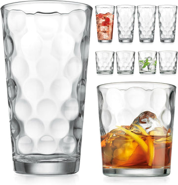 Glassware Drinking Glasses Set Of 8 4 Highball (17 oz.) Kitchen Glasses | 4 (13 oz.) Rocks Glass Cups for Water