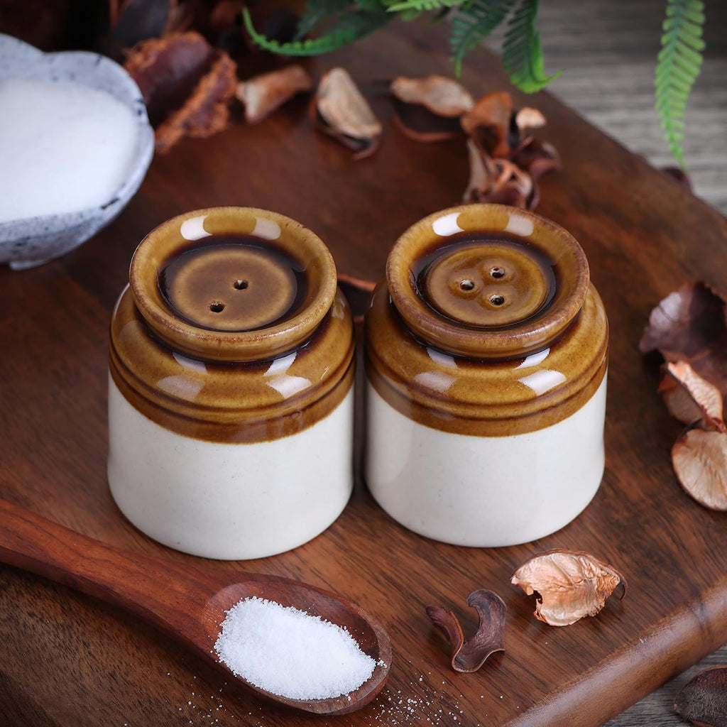 Salt & Pepper Shakers - Vintage Ceramic Salt & Pepper Shaker Set - Retro Farmhouse Home Decorative Jar Dispenser(Set - Set of 2