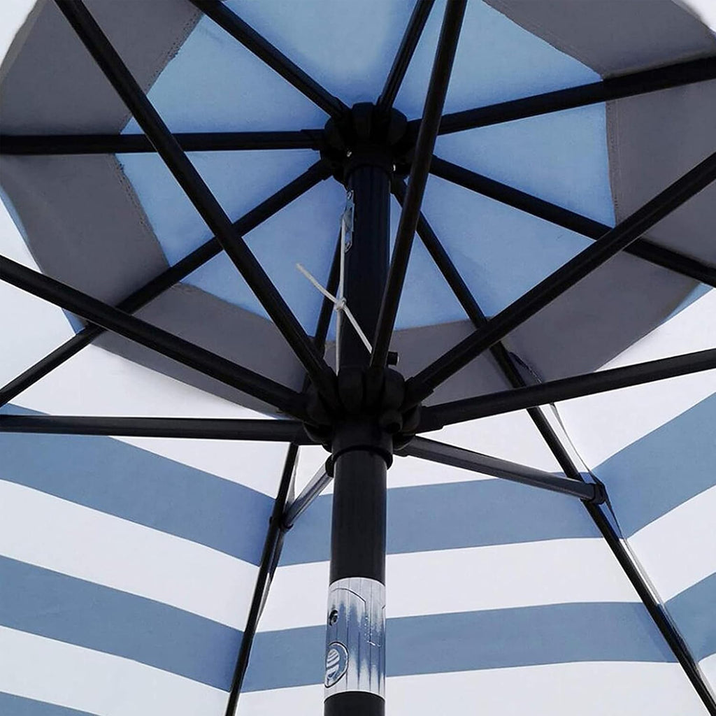 9' Outdoor Patio Umbrella, Outdoor Table Umbrella, Yard Umbrella, Market Umbrella with 8 Sturdy Ribs - Blue & White Stri