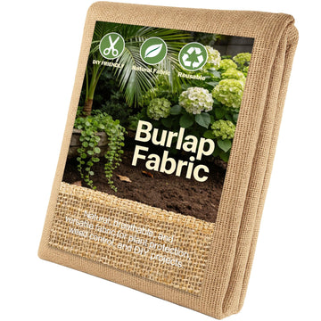 20" x 7 ft Burlap Fabric Roll, Natural Jute Burlap for Garden & Outdoor Use, Tree Wrap & Weed Barrier Cloth, Burlap