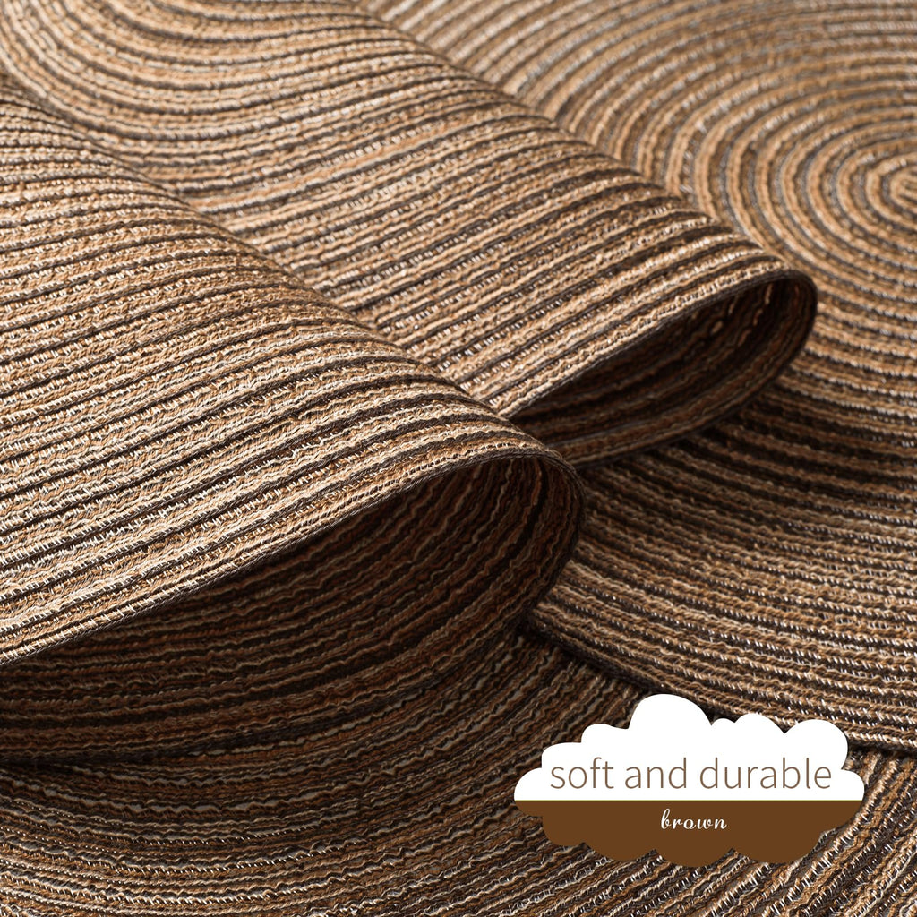 Round Braided Placemats Set of 4 Place mats for Dining Tables Woven Heat Resistant Table Mats 15 inch for Fall(E
