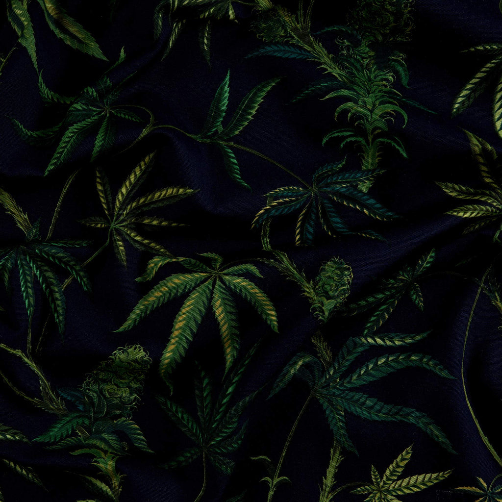 Cannabis Sativa Canvas Navy, Fabric by the Yard