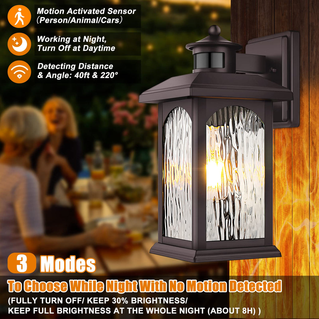 Motion Sensor Outdoor Wall Light Fixture, Oil Rubbed Bronze, 1Pack