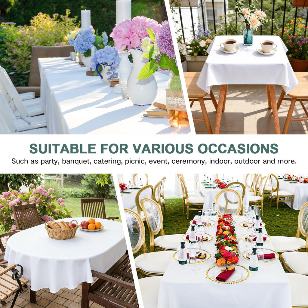 2 Pack 60x90 Inch Rectangle Tablecloth Washable White Table Cloth