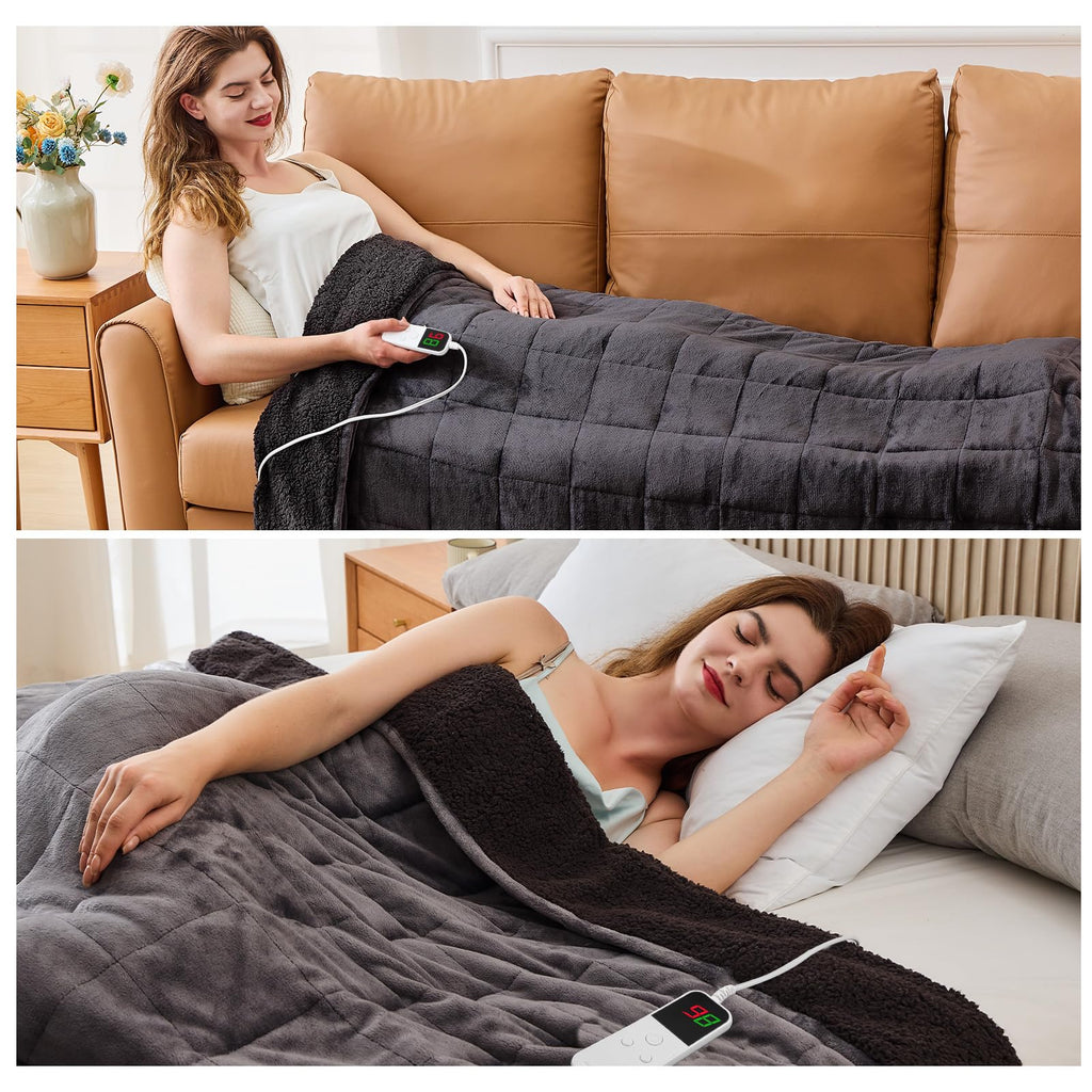 Heated Weighted Blanket for Adults, Heated Blanket, 50" x 60", 13lbs, Grey