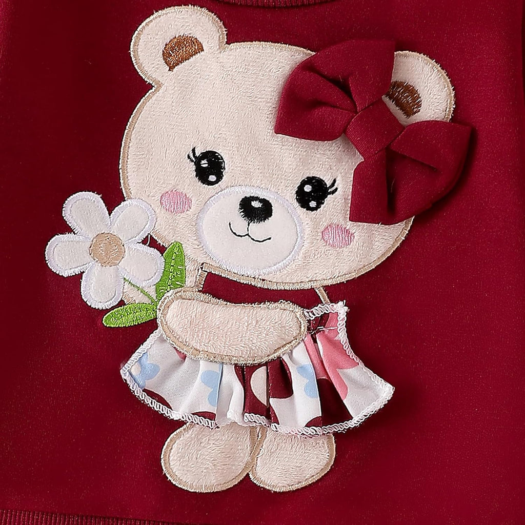 Baby Girl Clothes Bear Sweatshirt Flare Pants Set Fall Outfits