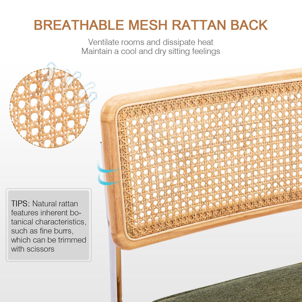 Natural Rattan Dining Chairs Set of 6, Modern Cesca Kitchen Chair