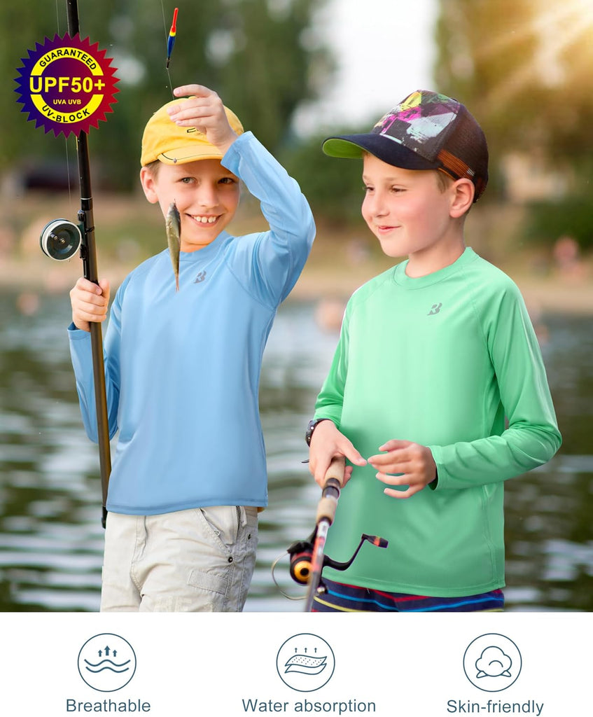 Boys Rash Guard Swim Shirt UPF 50+ Kids Long Sleeve Sun Rashguard