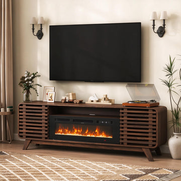 70" Fireplace TV Stand, Walnut