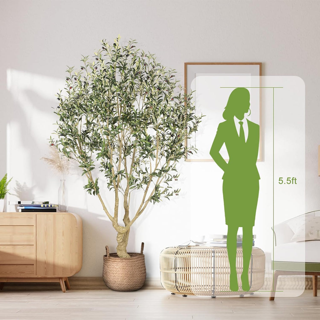 Large Faux Olive Tree 7ft with Thick Trunk & Realistic Leaves
