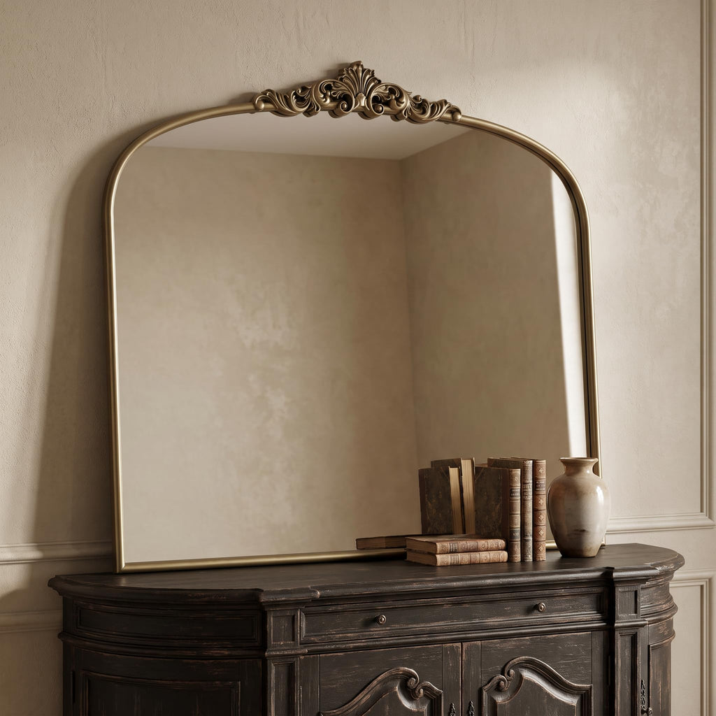 Matte Gold Vintage Mirror 36" x 30" Baroque Wall Mirror