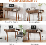 Mid Century Modern Desk, Executive Home Office Desk w/Drawer & Open Compartment