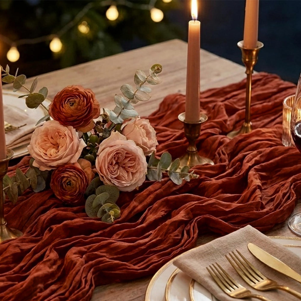 6 Pack Terracotta Cheesecloth Table Runner Boho Gauze Fall Decor