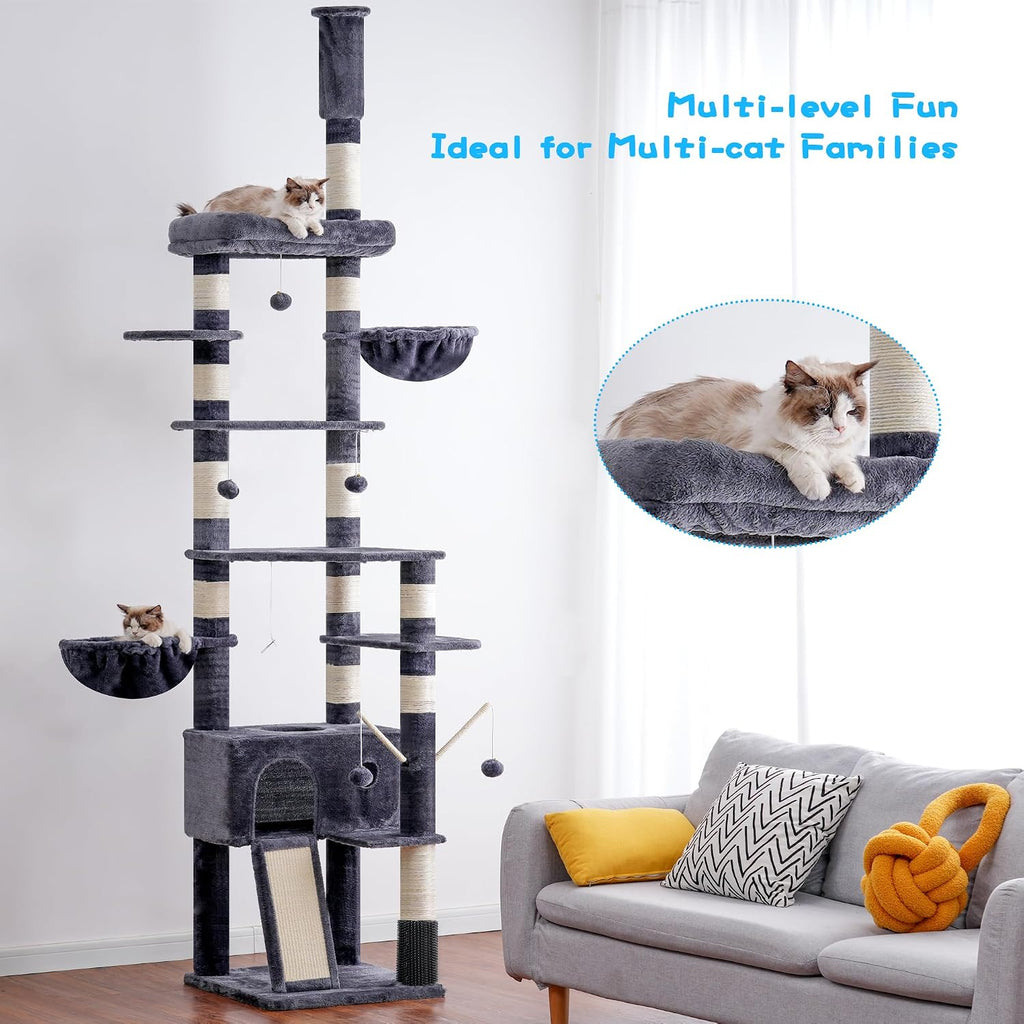 Cat Tree Tower, Adjustable Height, Floor to Ceiling