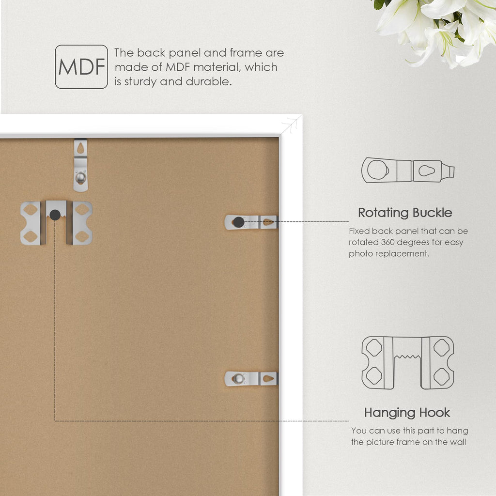 18x24 Picture Frame, White 18 x 24 Poster Frame for Horizontal or Vertical Wall Mounting, 1 Pack
