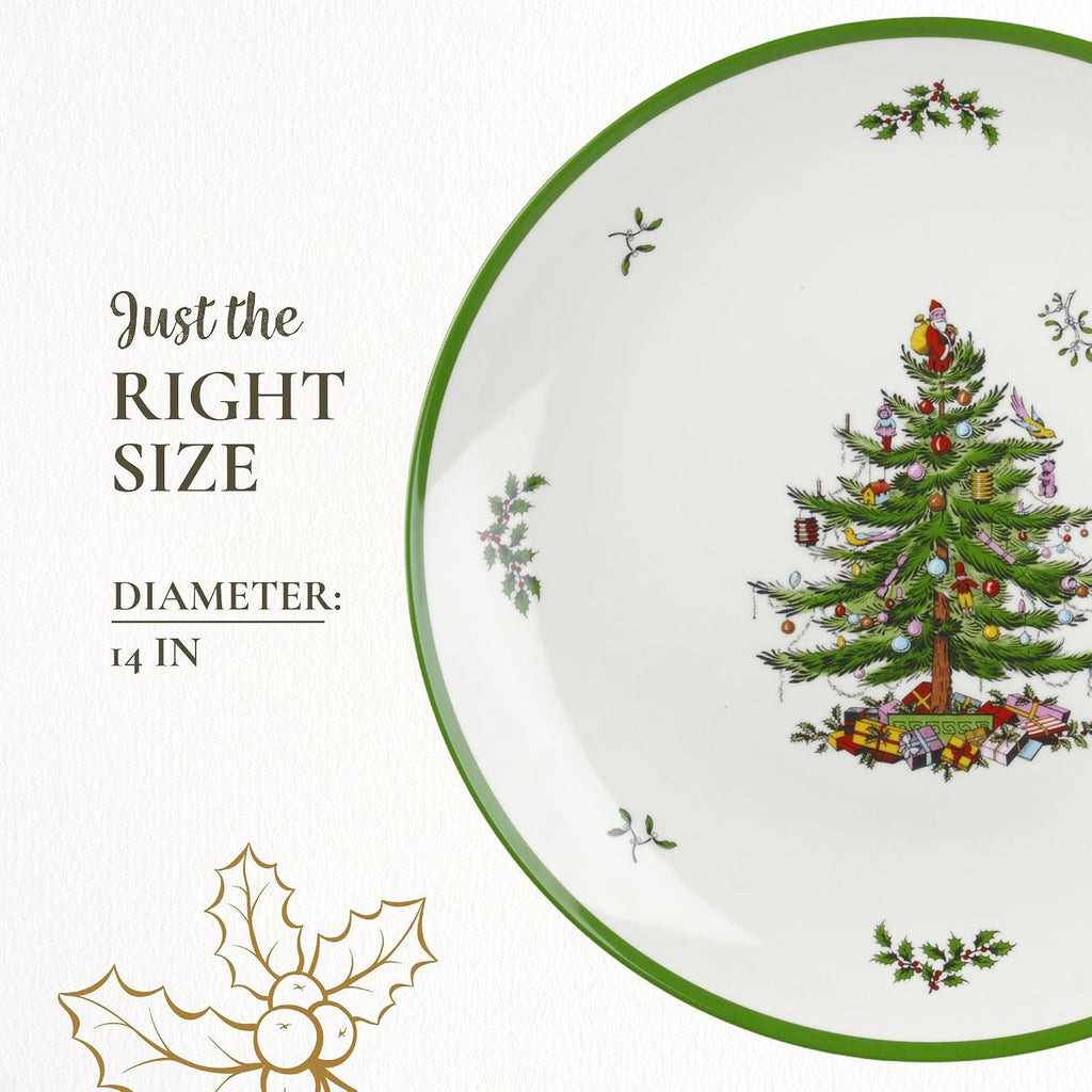 Christmas Tree Round Shatterproof Serving Platter