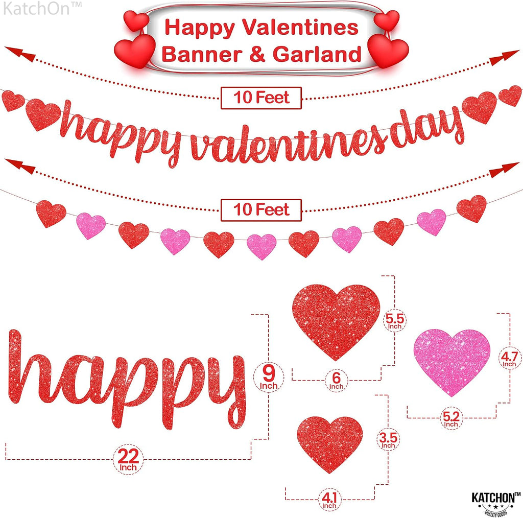Glitter Happy Valentines Banner 10 Feet - Set of 10