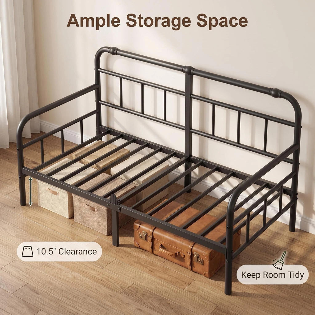 Metal Modern Twin Daybed Frame with Non‐Slip Retainer Clips