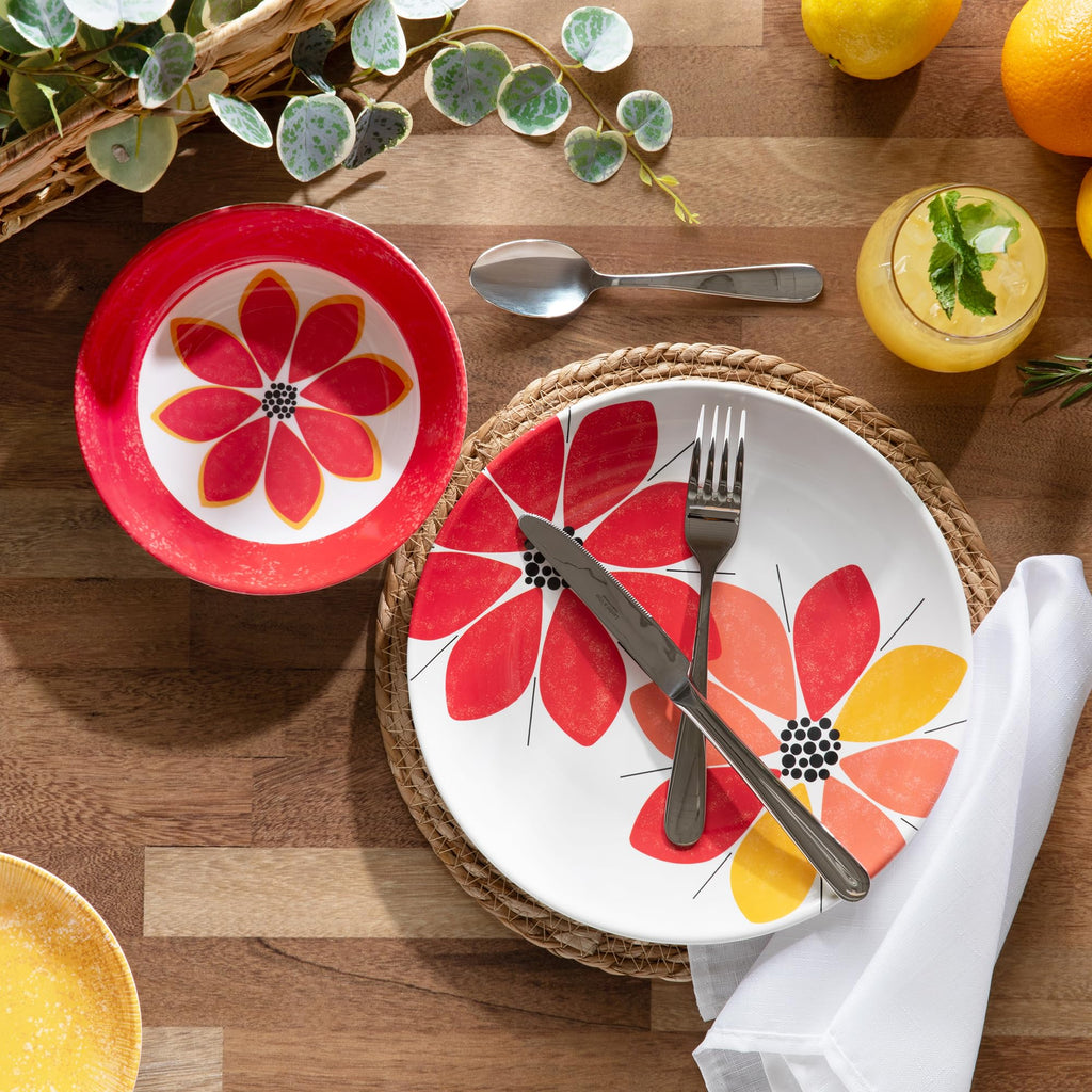 12-Piece Melamine Dinnerware Set: Durable, Lightweight, Break-Resistant Plates & Bowls - Stylish, Non-Toxic