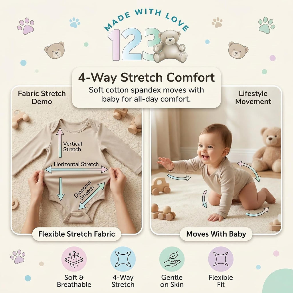 Baby Long-Sleeve Bodysuits Multipack, Boy Girl, to