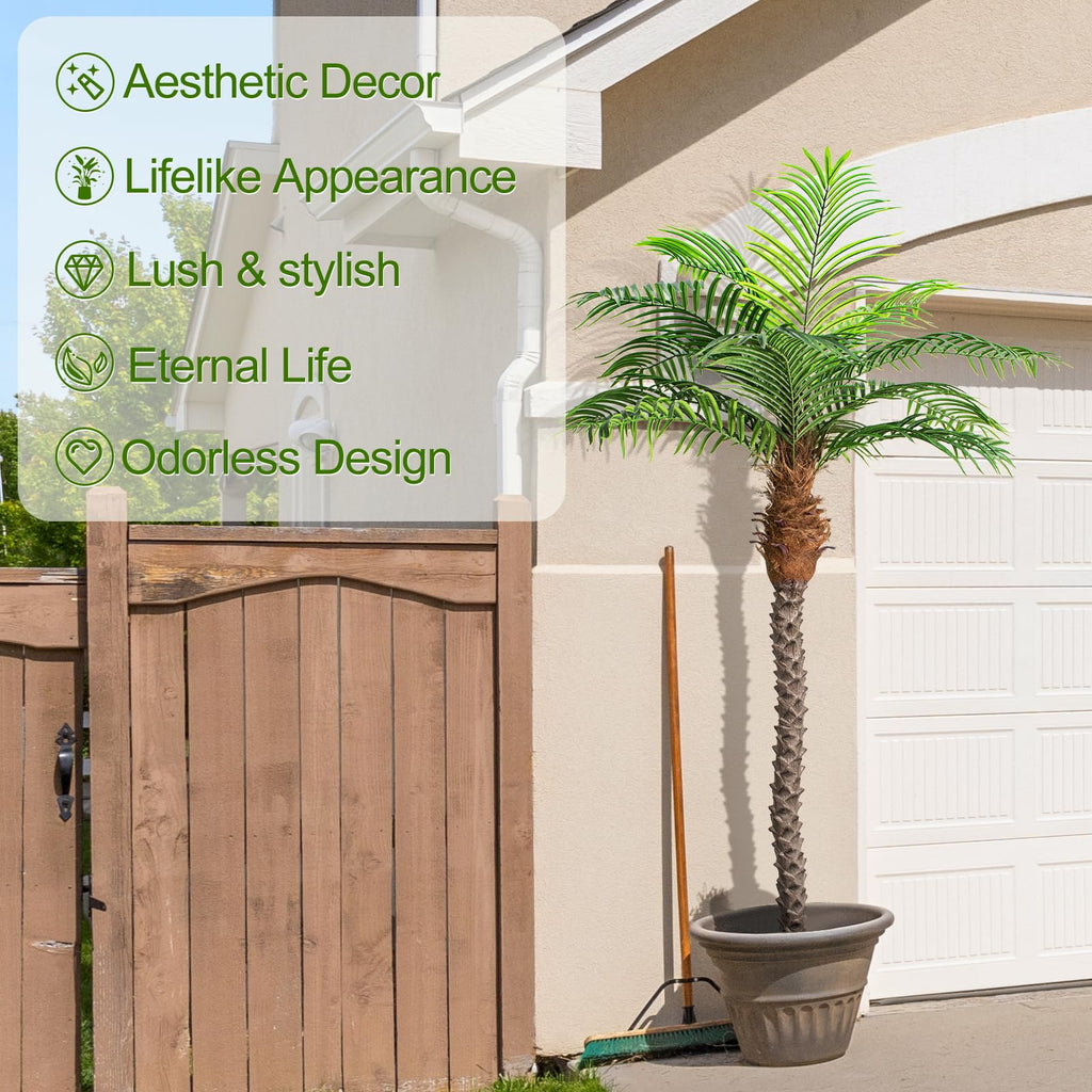 7ft Tall Artificial Phoenix Palm Tree for Outdoor Indoor Decor, Large Faux Coconut Silk Palm Tree Tropical Fake Tree