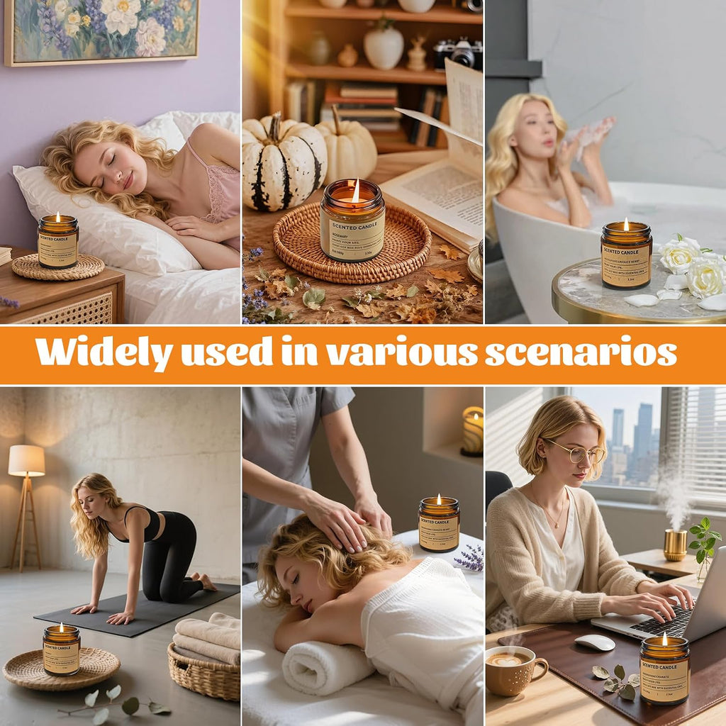 Scented Candles Gifts for Women,3.5 Oz Amber Candles Set, 150 Hours Long Burning Soy Wax Candles Jar - Set of 6