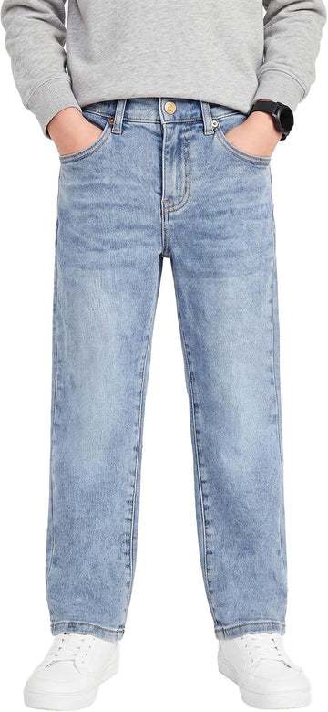 Classic Boys Jeans, High Cotton Content Straight Leg Jeans for Boys