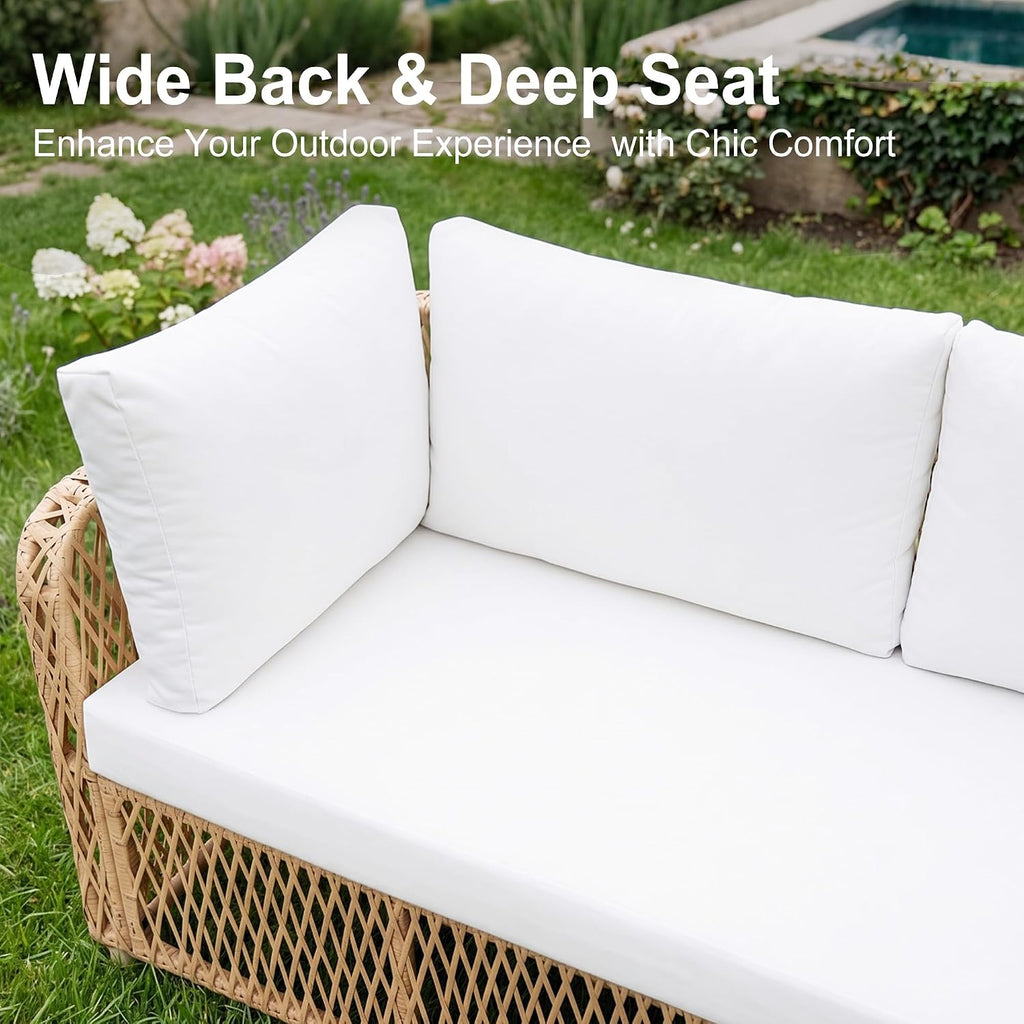 Outdoor Sectional 6-Seater Large Luxury Patio Furniture Set Modular L-Shaped Outdoor Furniture with Thick Cushion All